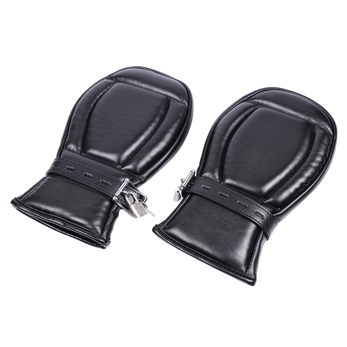 PADDED PUP PAW LOCKABLE MITTS - Black - Image 3